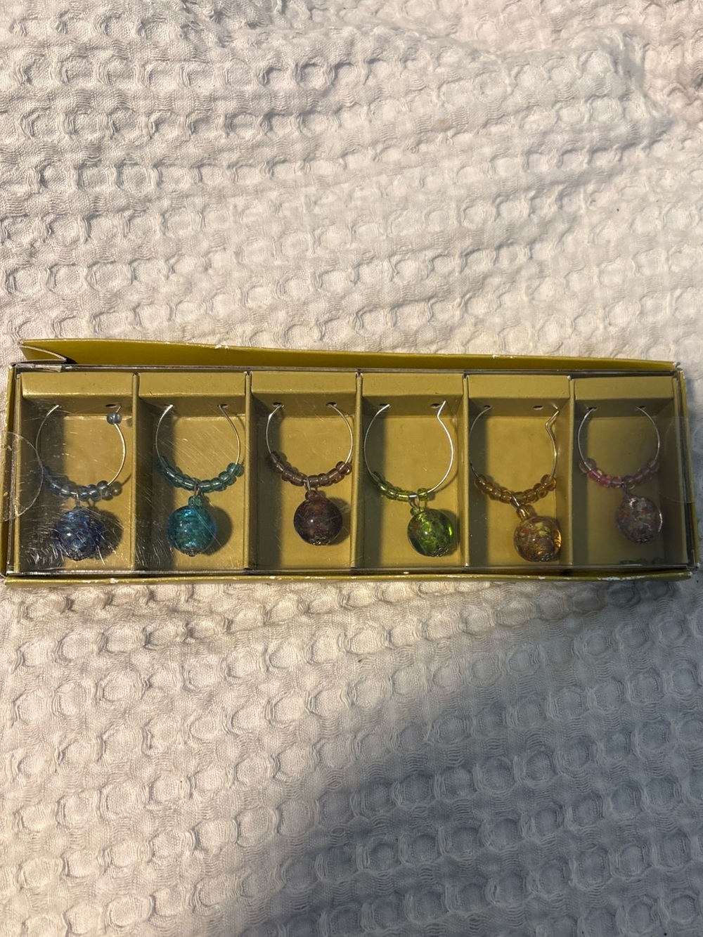 Pier 1 Imports Wine Glass Charms – Set of 6 Multicolor Beaded Drink Charms